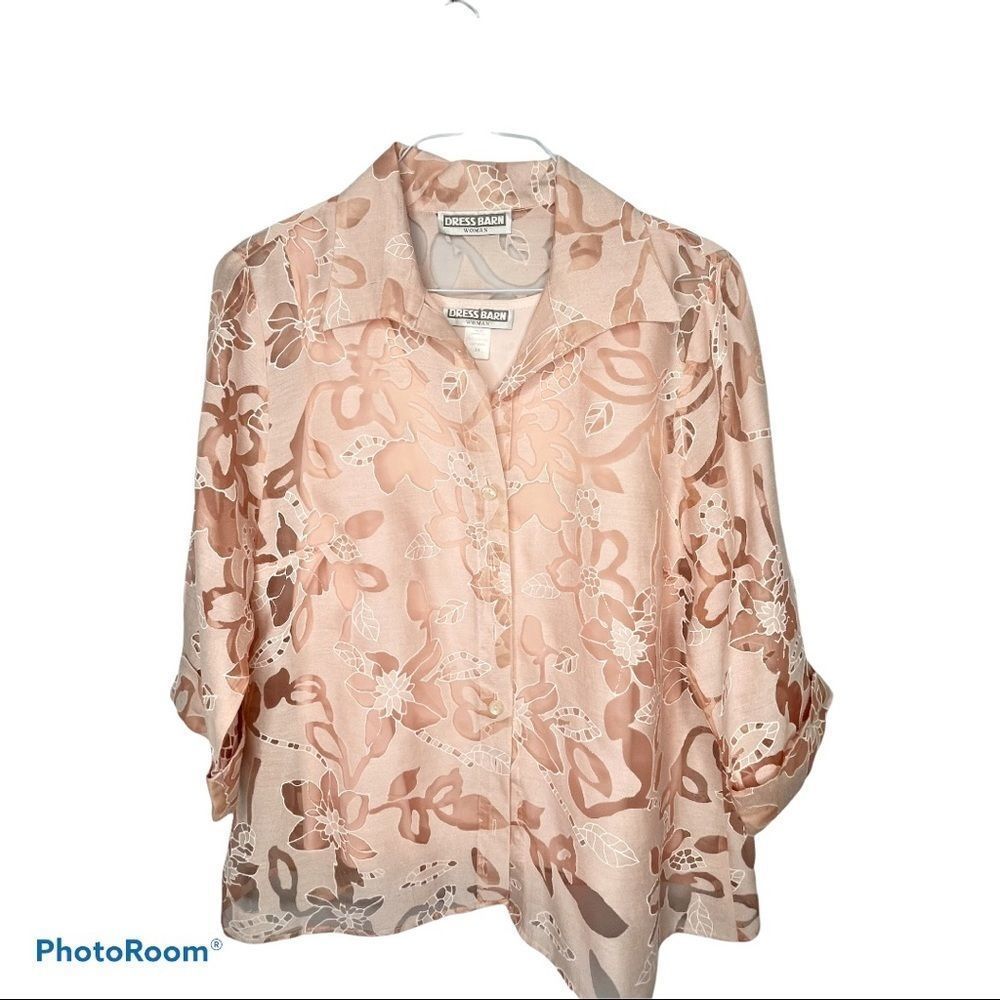 Dress Barn Sheer Floral Blouse Size 2X